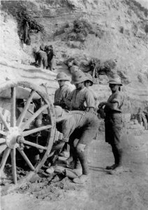 Soldiers Repairing a Cannon During the First World War, 1915